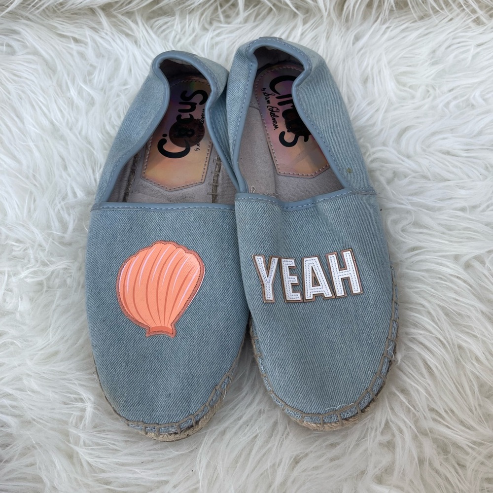 Sam Edelman Circus Size 8 Leni Shell Yeah Beach Denim Espadrille Flats Shoes